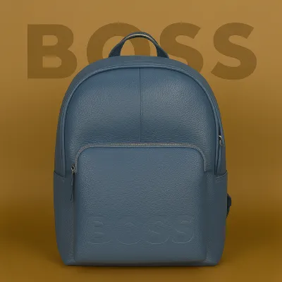 BOSS LEATHER BACKPACK -DENIM BLUE
